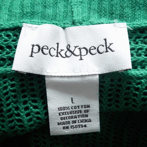 Peck & Peck Womens Green Embroidered Open Knit Cardigan L Cottagecore - Picture 8 of 8